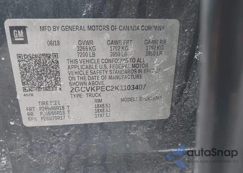 2019 Chevrolet Silverado 1500 Ld Lt z USA, uszkodzony, nr VIN 2GCVKPEC2K1103407